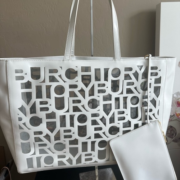 Tory Burch Handbags - TORY BURCH RARE CUT OUT LARGE TOTE WITH POUCH